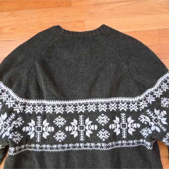 EDDIE BAUER wool sweater Nordic Cabin-core Ski Snow Green - Picture 7 of 10